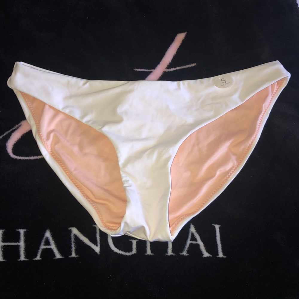 NWT White Bathing Suit Bikini Bottoms, Size S
